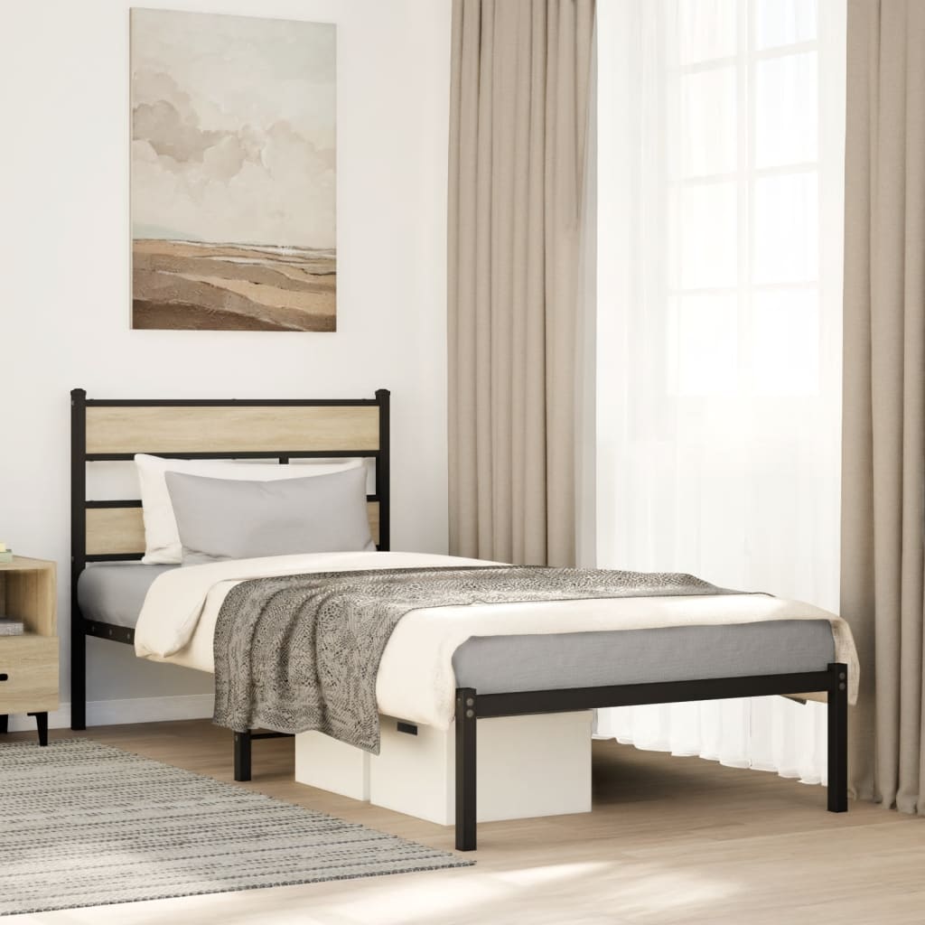 Sängram utan madrass metall sonoma-ek 107x203 cm
