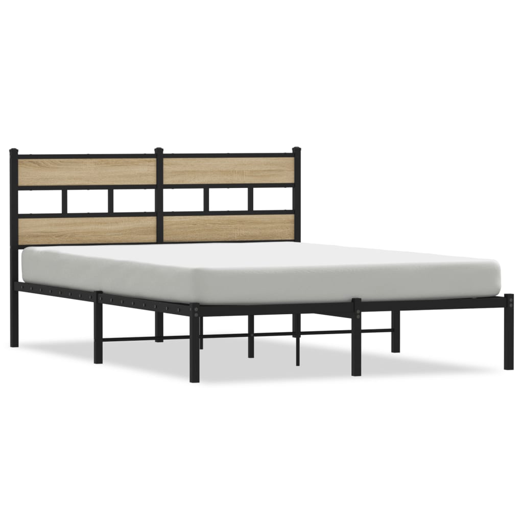 Sängram utan madrass metall sonoma-ek 160x200 cm
