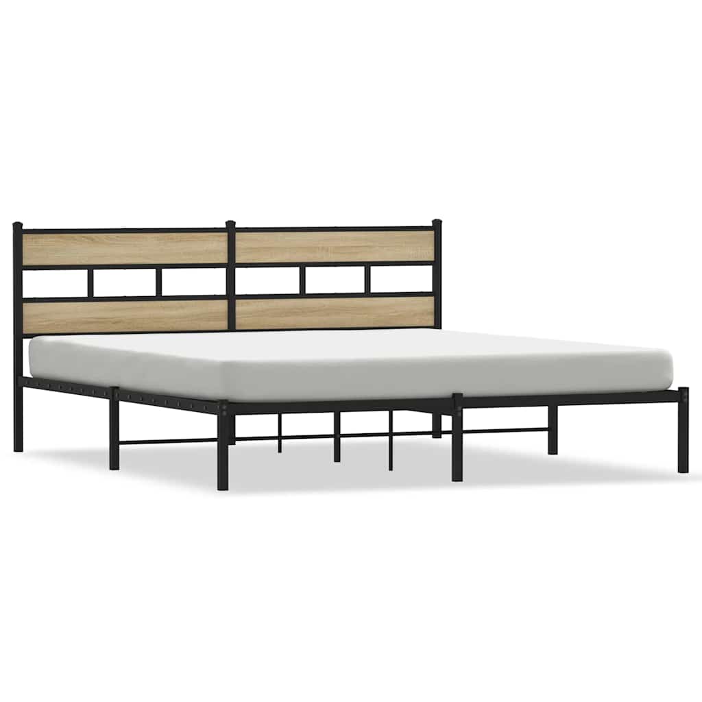 Sängram utan madrass metall sonoma-ek 180x200 cm
