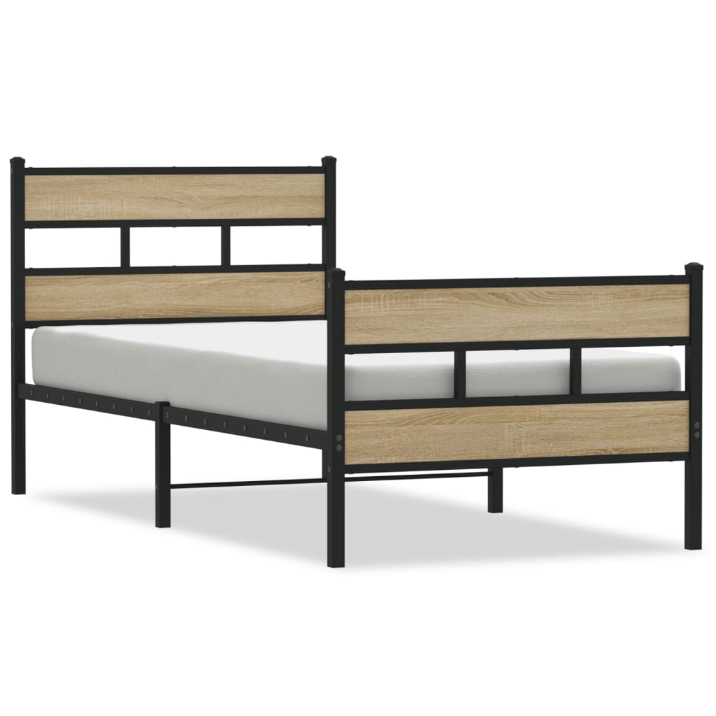 Sängram utan madrass metall sonoma-ek 90x190 cm