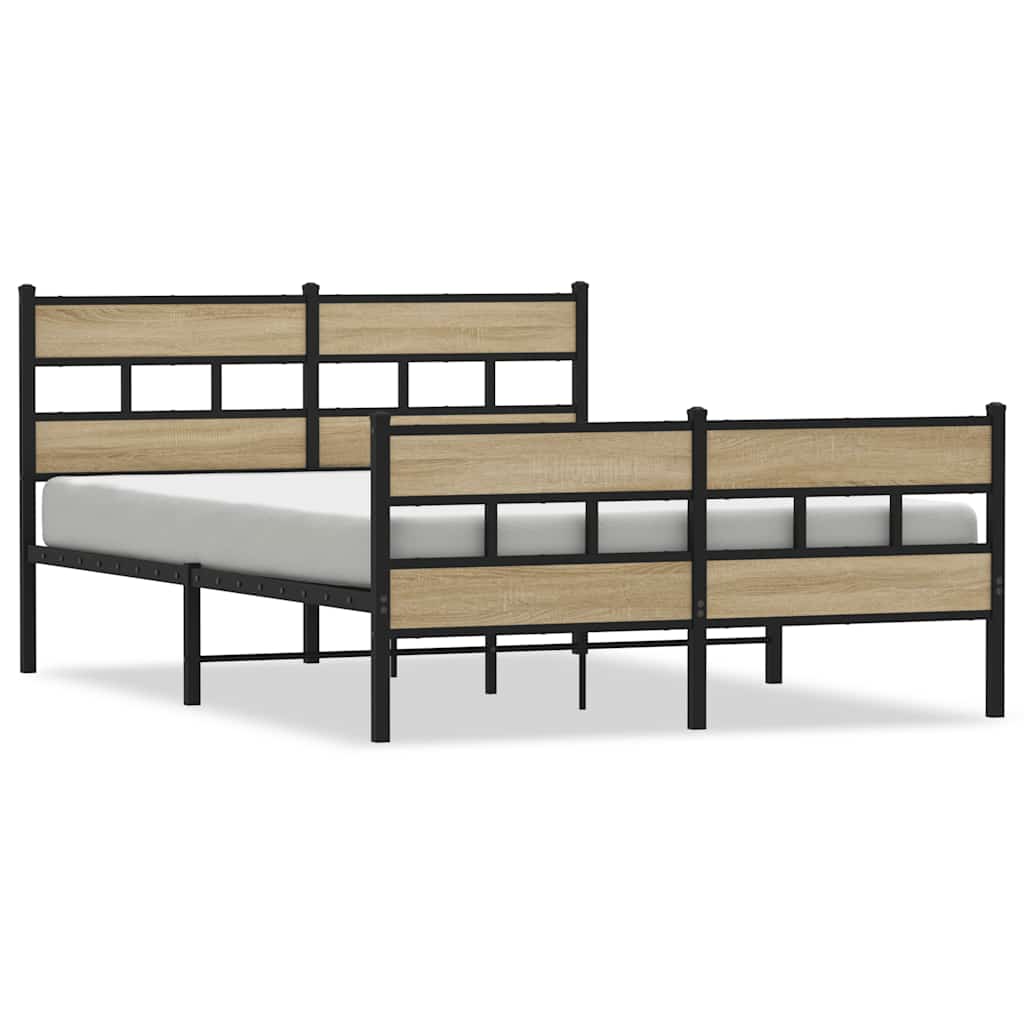 Sängram utan madrass metall sonoma-ek 140x190 cm