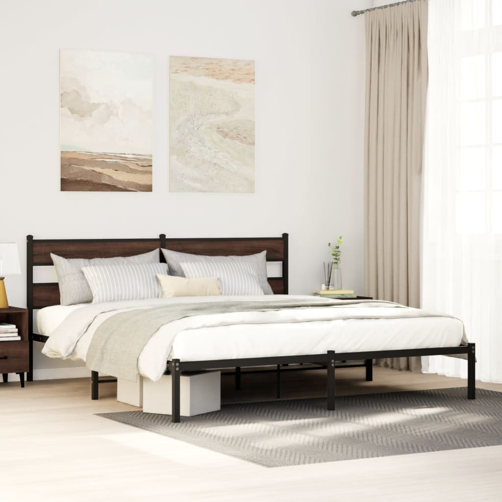 Sängram utan madrass med huvudgavel brun ek 183x213 cm