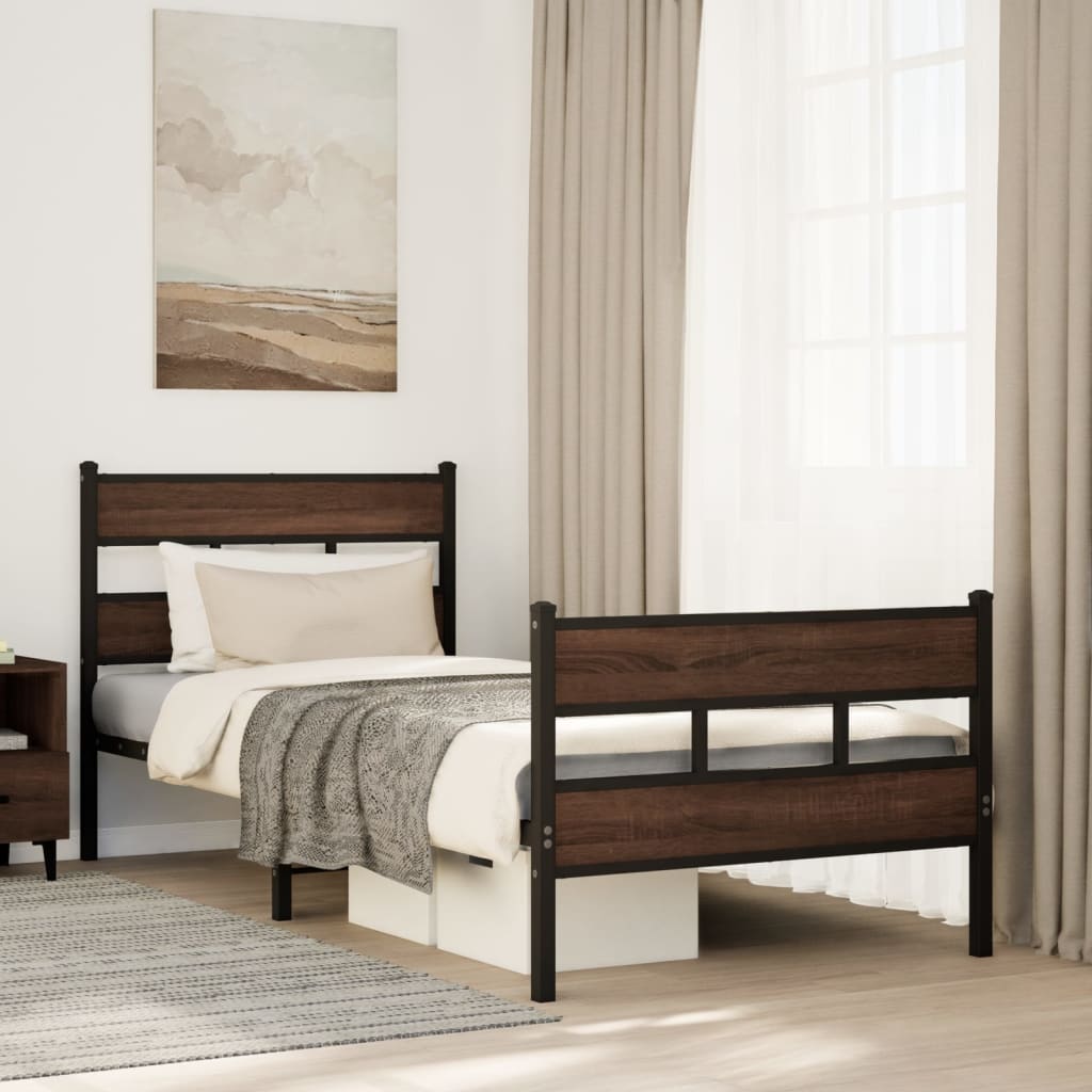 Sängram utan madrass med huvudgavel och fotgavel 90x190 cm