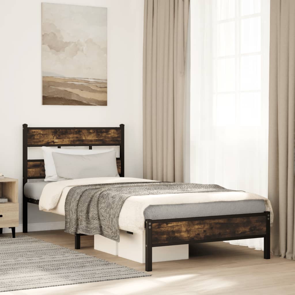 Sängram utan madrass med huvudgavel sonoma-ek 107x203 cm