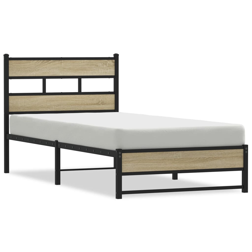 Sängram utan madrass metall sonoma-ek 90x190 cm