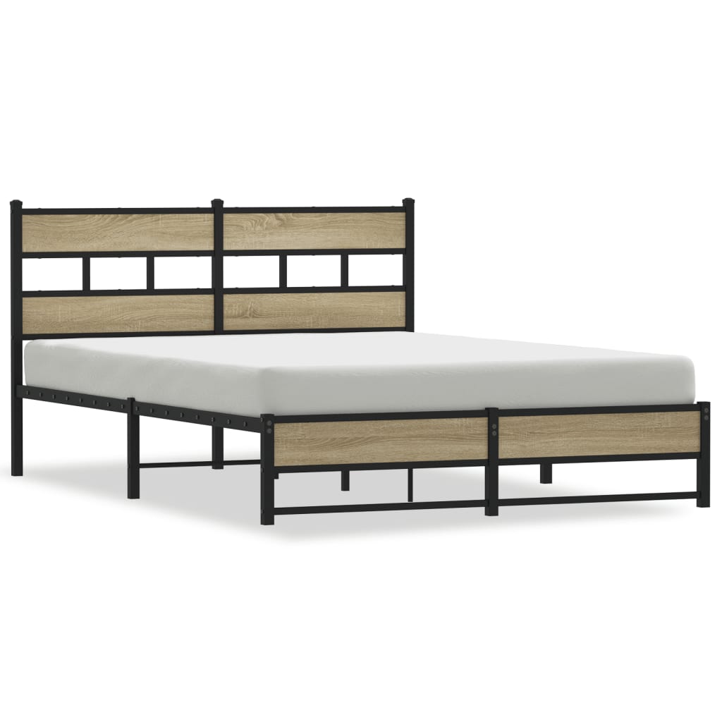 Sängram utan madrass metall sonoma-ek 135x190 cm