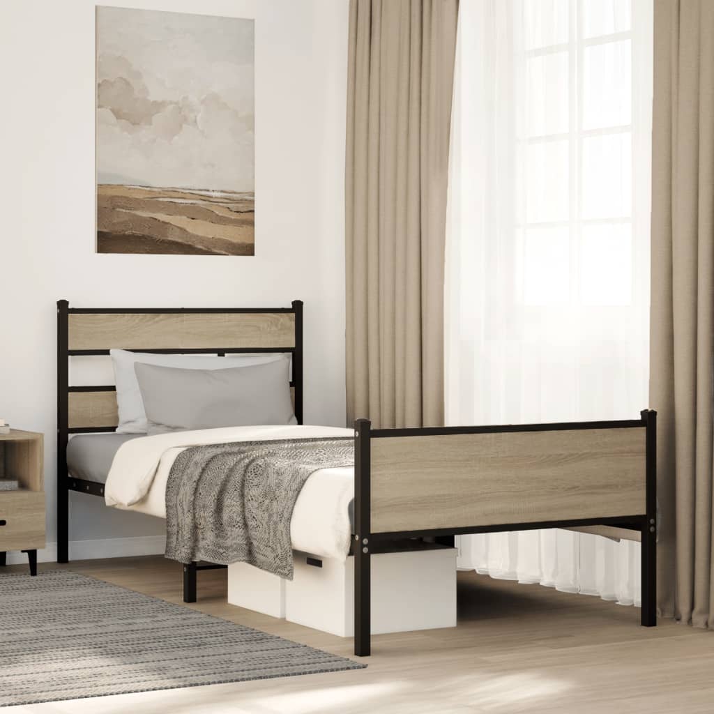Sängram utan madrass sonoma-ek 90x190 cm konstruerad trä