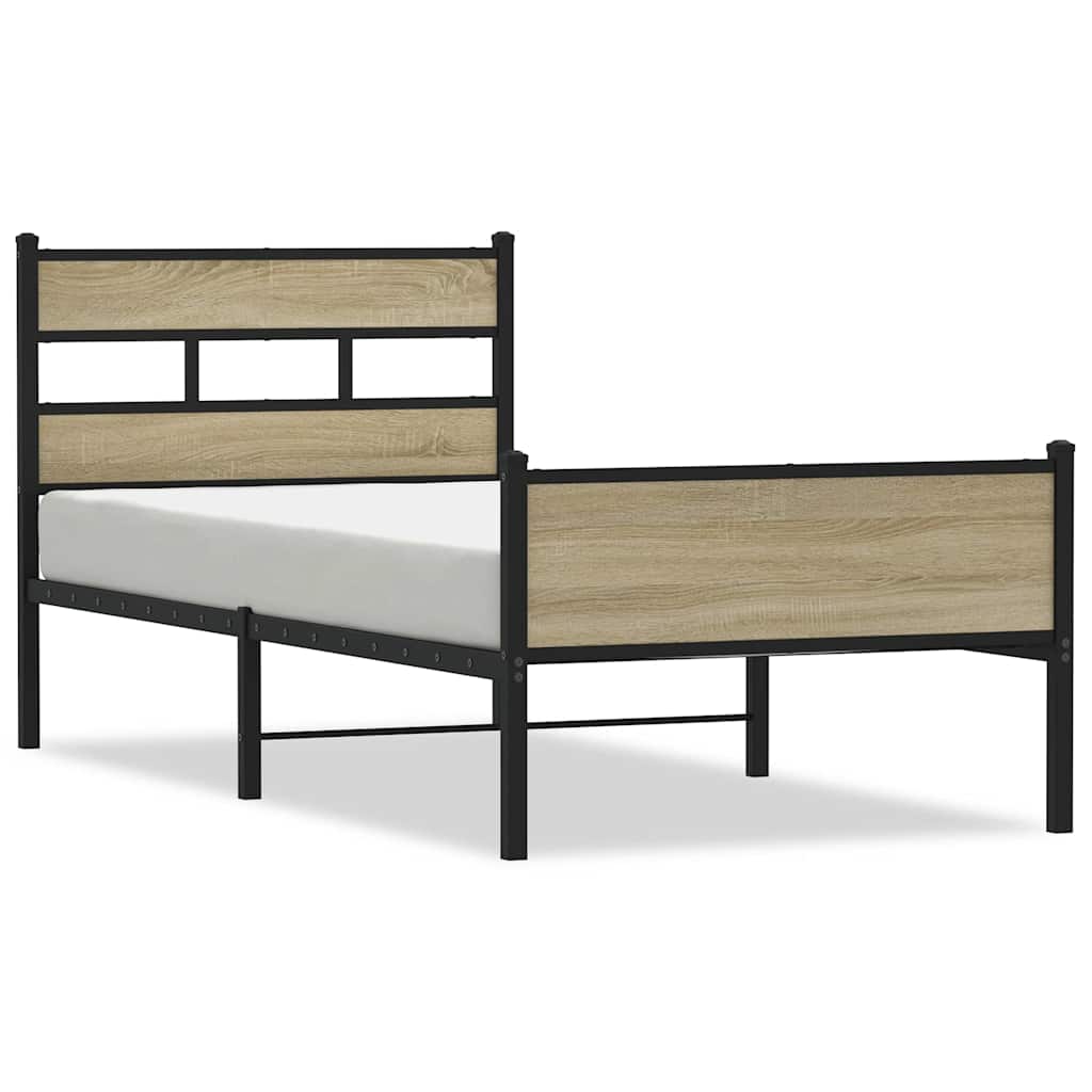 Sängram utan madrass sonoma-ek 90x200 cm konstruerad trä