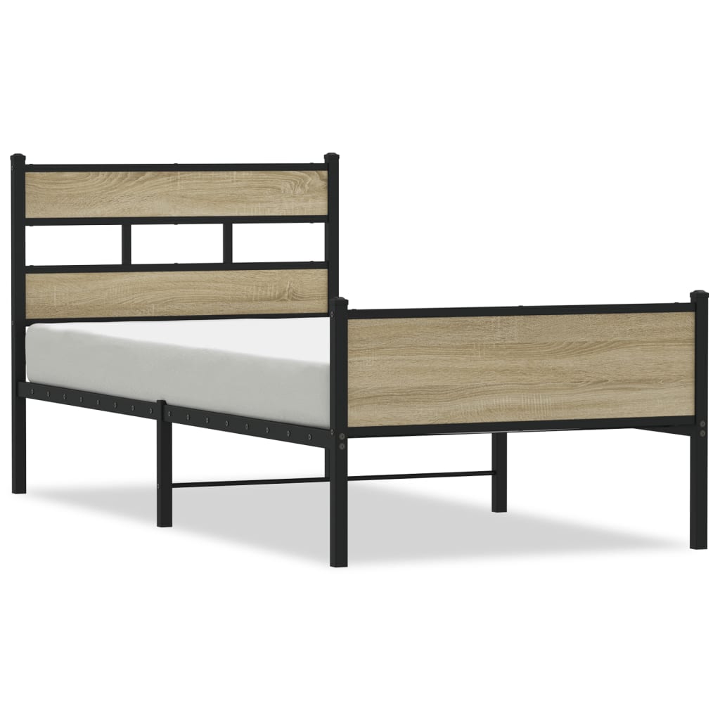 Sängram utan madrass sonoma-ek 100x200 cm konstruerad trä