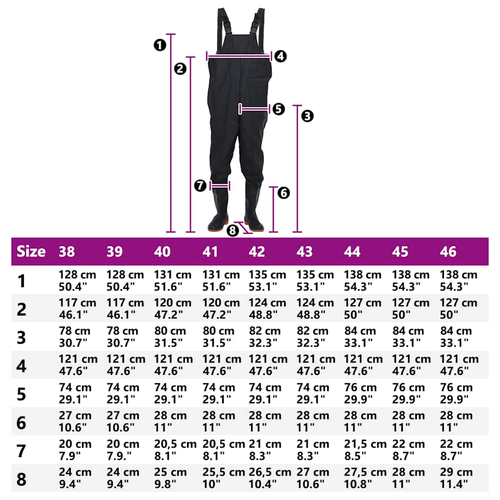 Vadarbyxor med stövlar svart strl. 45
