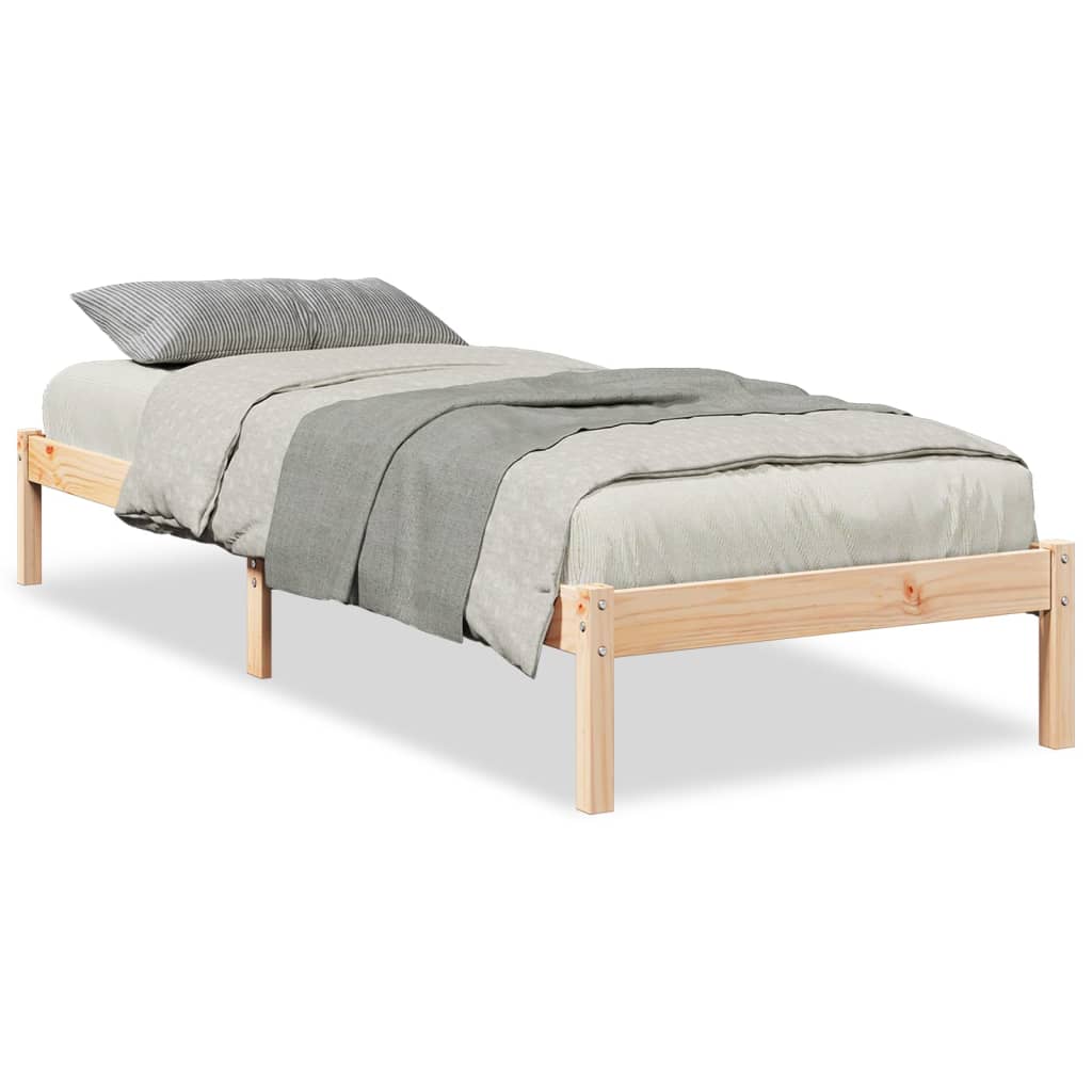 Sängram utan madrass extra lång 100x220 cm massiv furu