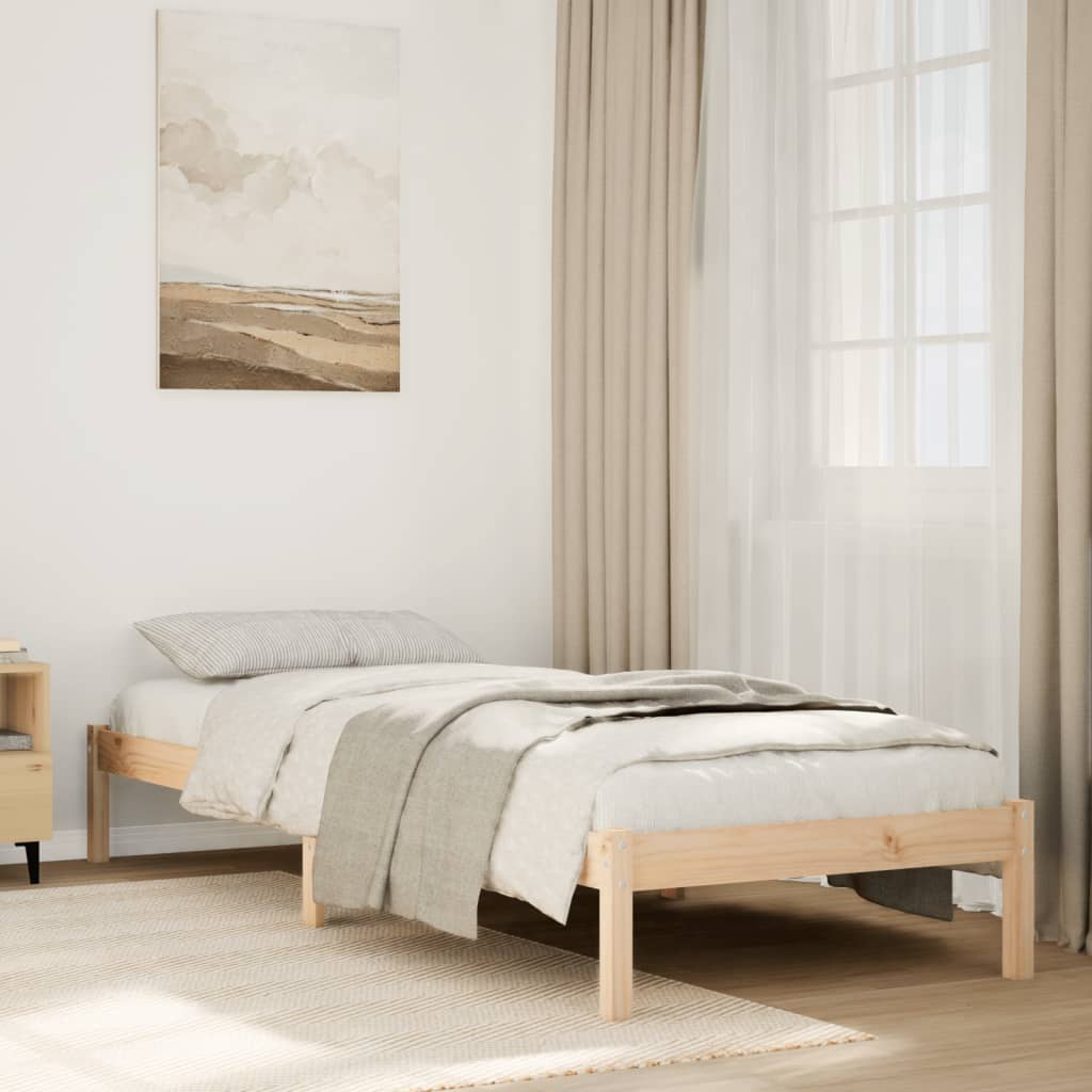 Sängram utan madrass extra lång 100x220 cm massiv furu