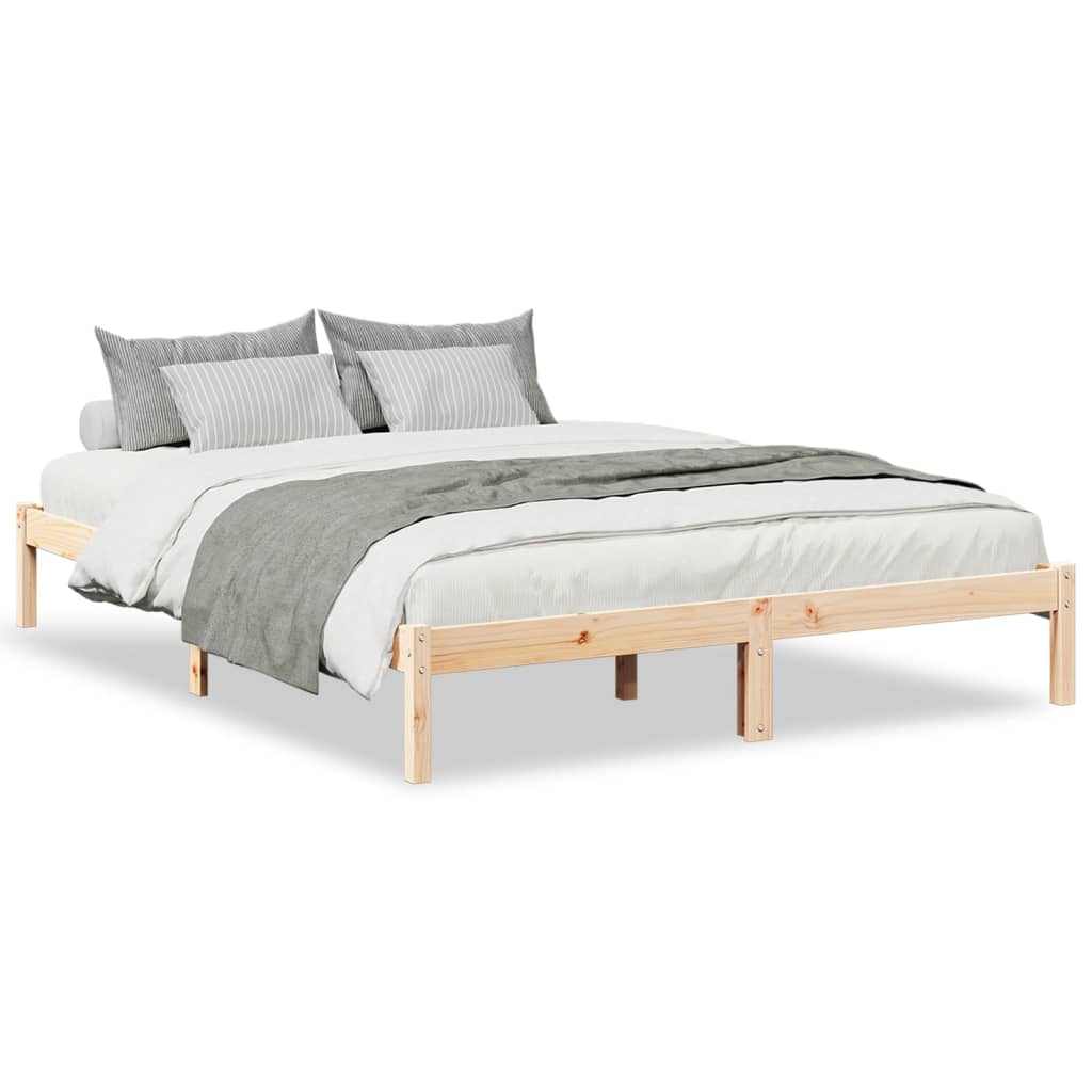 Sängram utan madrass extra lång 160x220 cm massiv furu