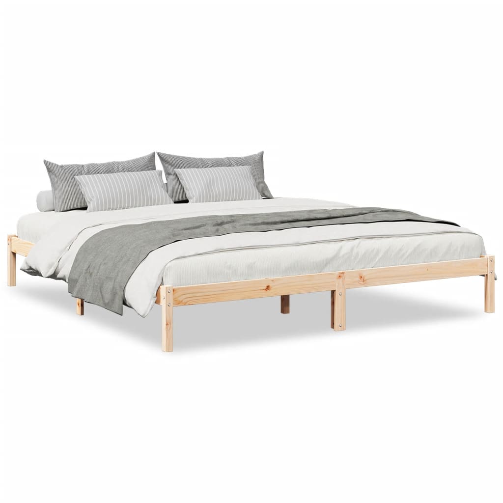 Sängram utan madrass extra lång 180x220 cm massiv furu
