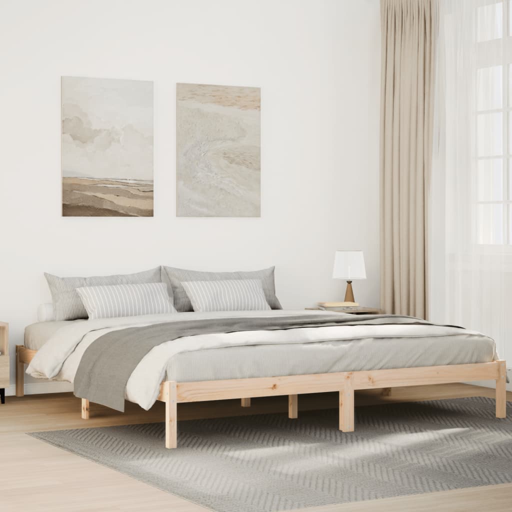 Sängram utan madrass extra lång 180x220 cm massiv furu