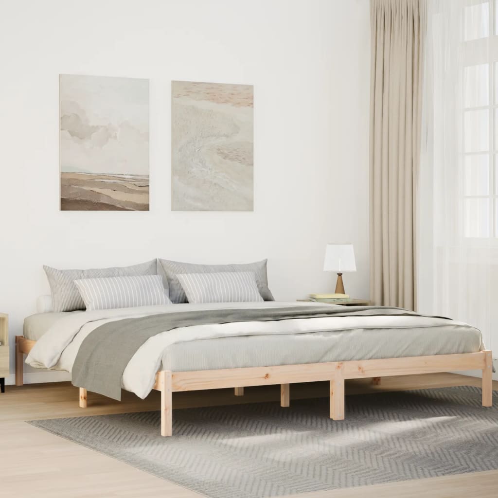 Sängram utan madrass extra lång 200x220 cm massiv furu