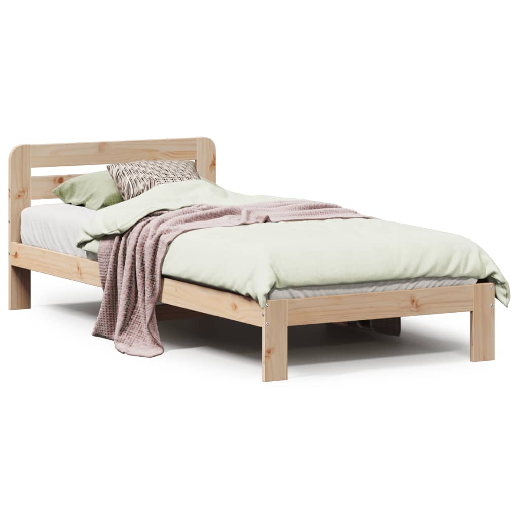 Sängram utan madrass 90x200 cm massiv furu