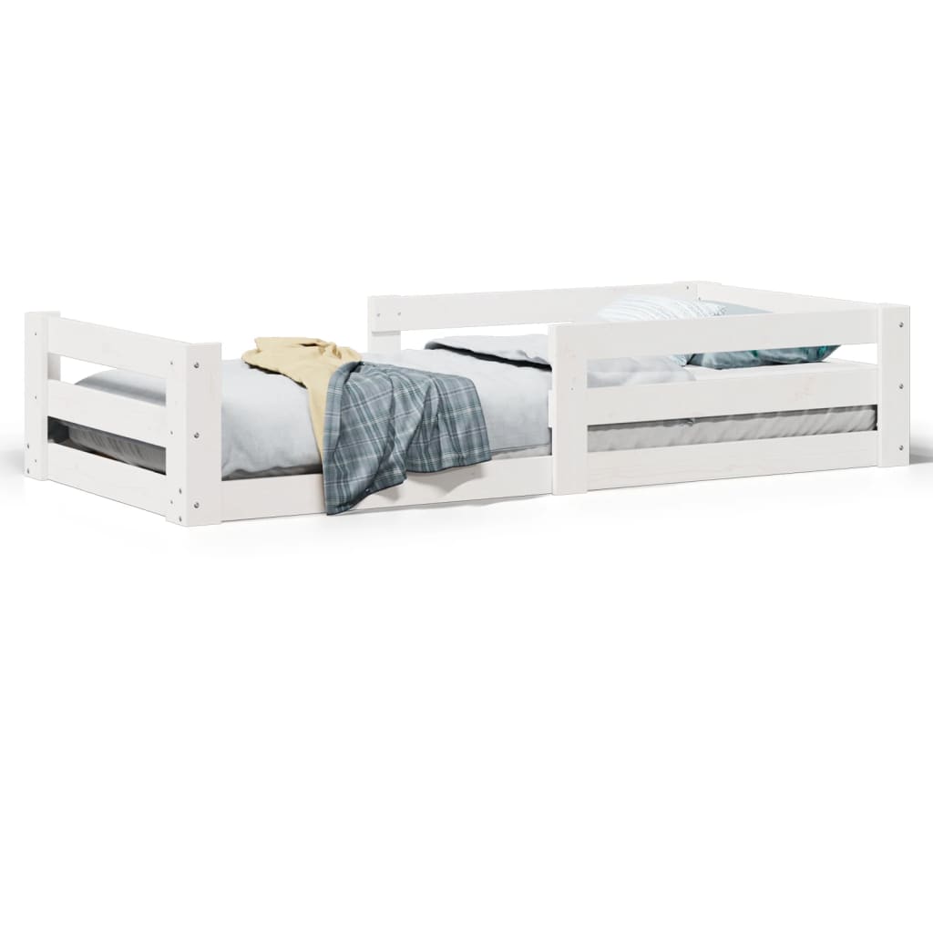 Sängram utan madrass vit 80x160 cm massiv furu