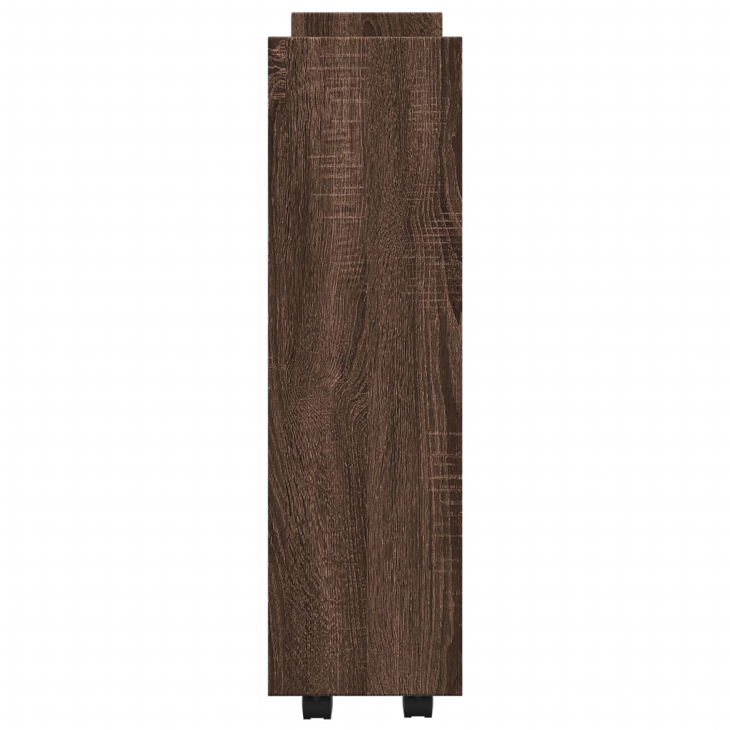 Smal förvaringsvagn 3 våningar brun ek konstruerat trä