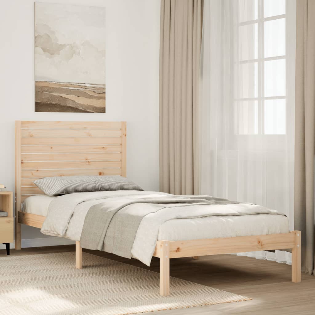 Sängram utan madrass extra lång 90x220 cm massivt trä