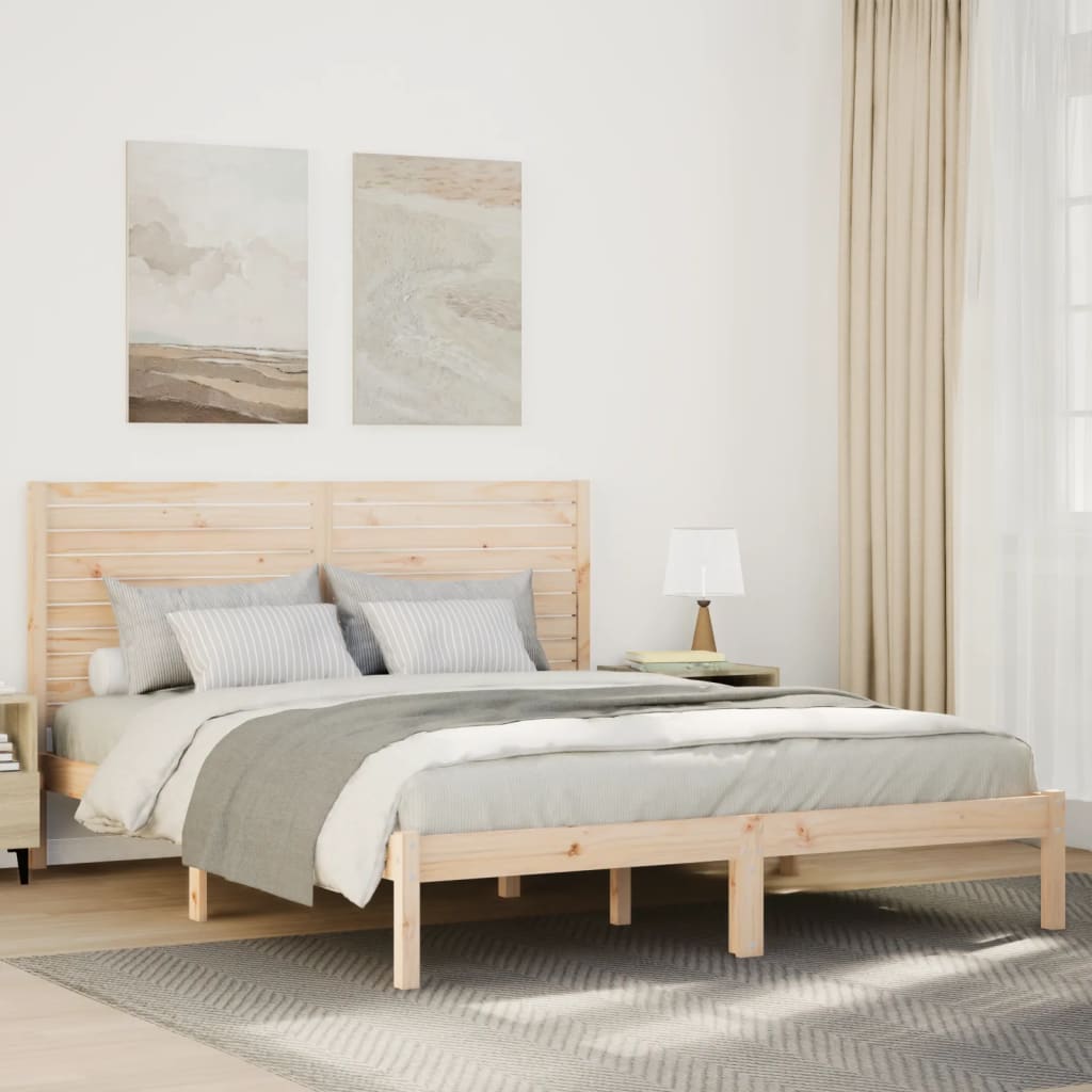 Sängram utan madrass extra lång 140x220 cm massivt trä