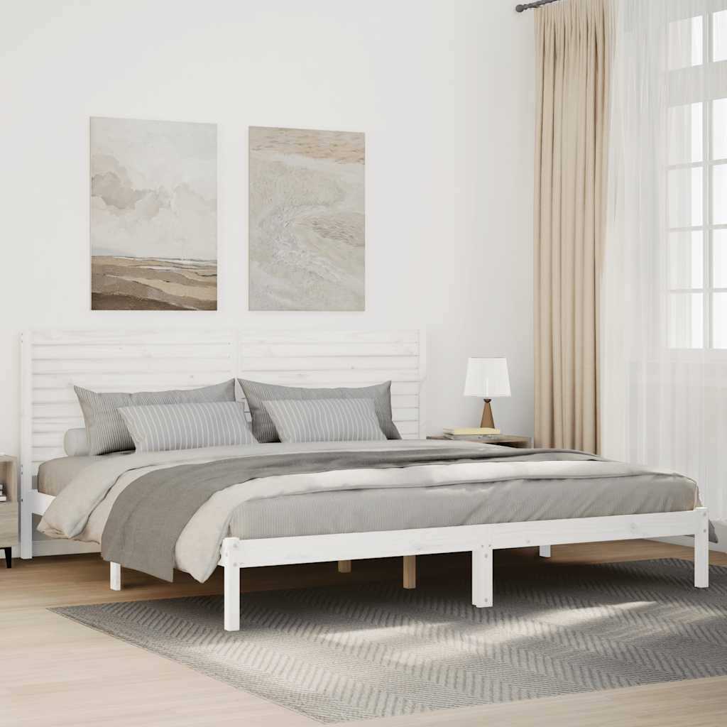 Sängram utan madrass extra lång vit 200x220 cm massivt trä