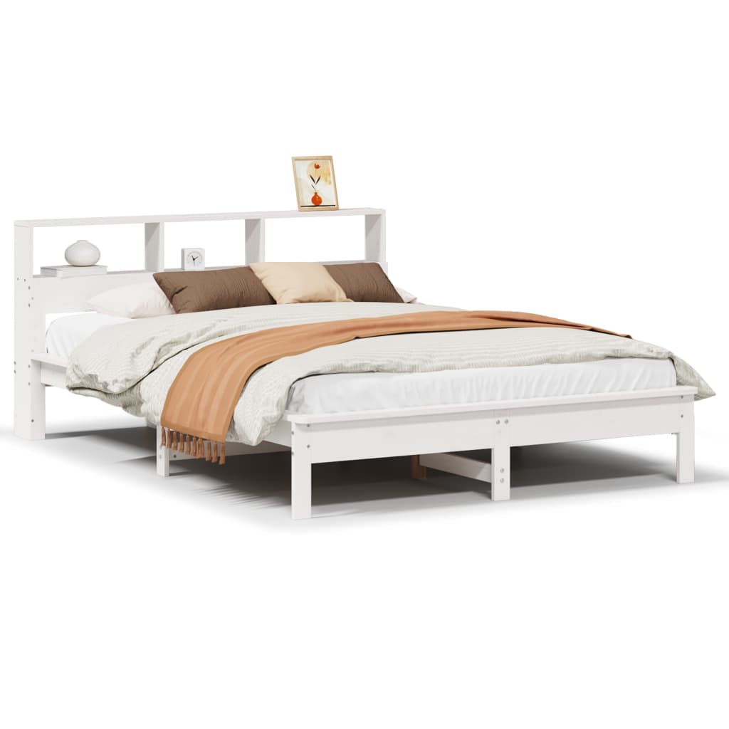 Sängram utan madrass vit 140x190 cm massiv furu