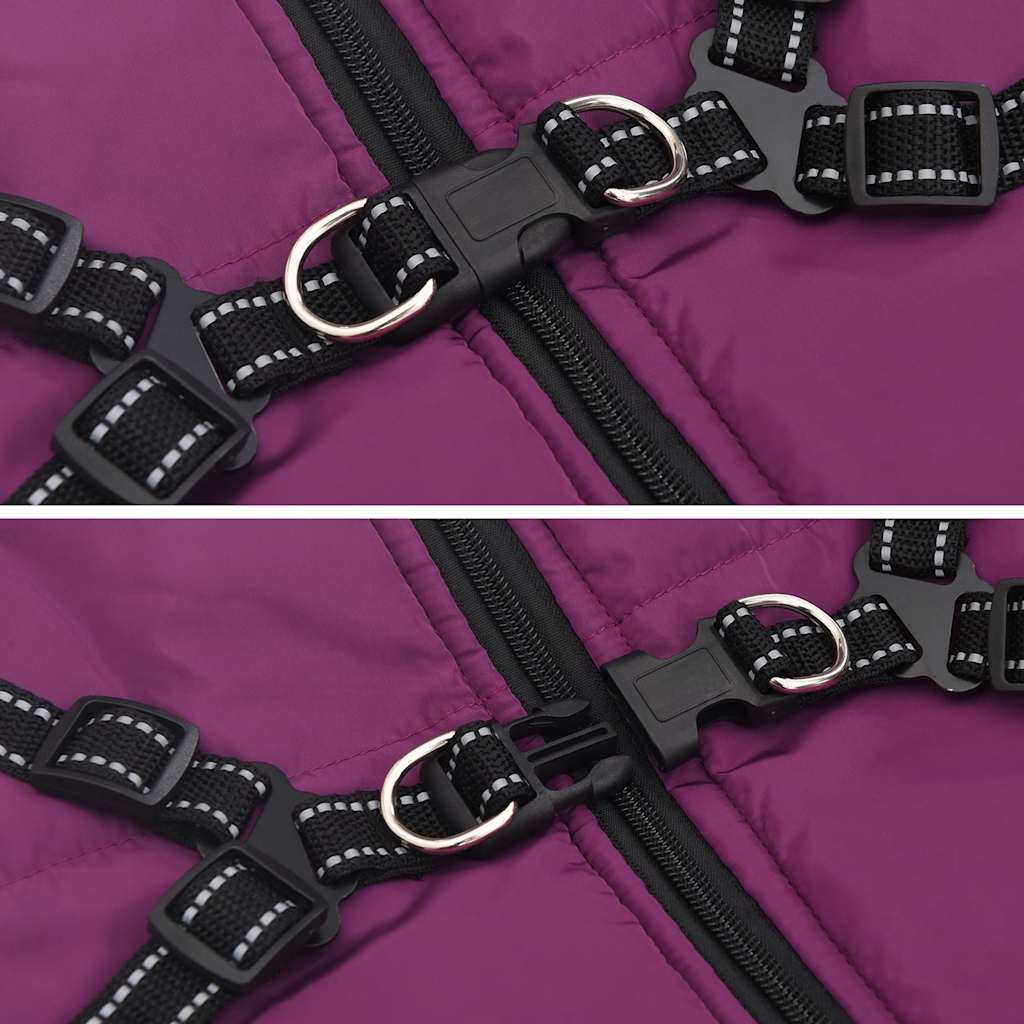 Hundtäcke med sele vattentät lila reflex L48