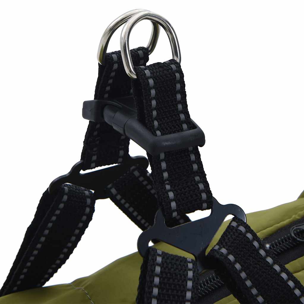 Hundtäcke med sele vattentät reflex armégrön L44