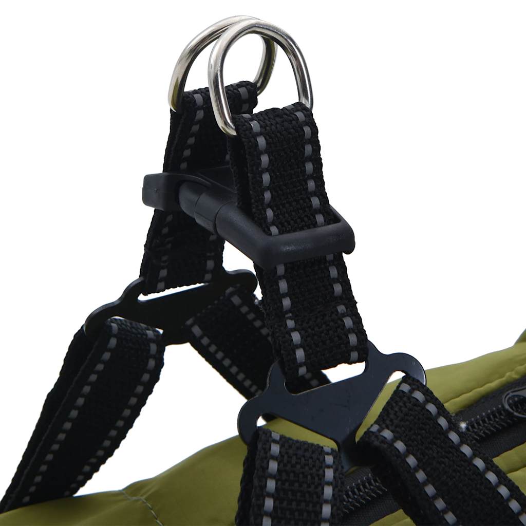 Hundtäcke med sele vattentät reflex armégrön L48