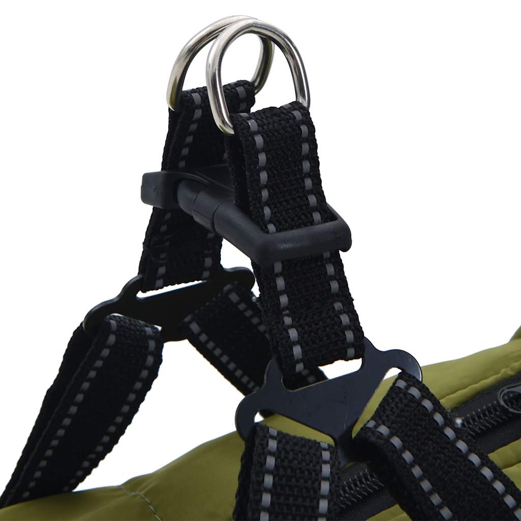 Hundtäcke med sele vattentät reflex armégrön L52