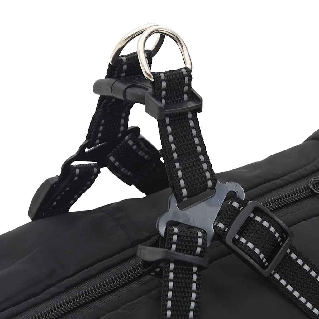 Hundtäcke med sele vattentät reflex svart L44