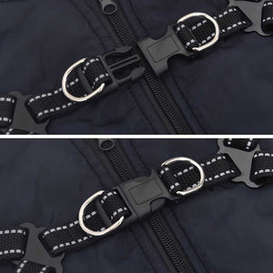 Hundtäcke med sele vattentät reflex marinblå L40