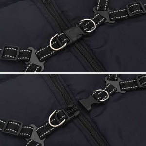 Hundtäcke med sele vattentät reflex marinblå L44