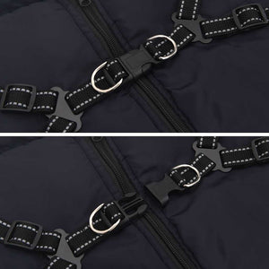 Hundtäcke med sele vattentät reflex marinblå L68