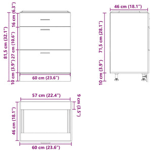 Bänkskåp för kök “Lyon” grå sonoma konstruerat trä