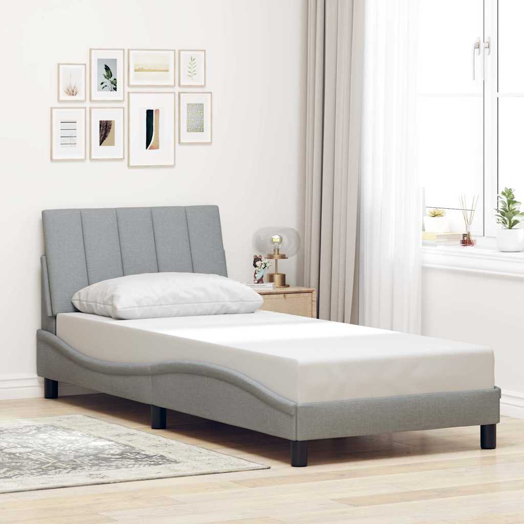 Bed Frame without Mattress "Hanko" Light Grey 80x200 cm Fabric