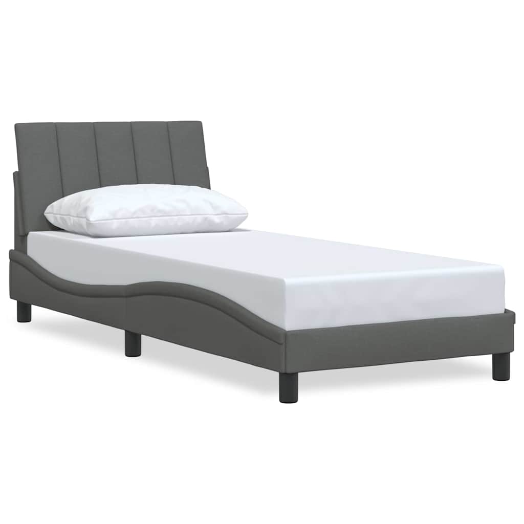 Bed Frame without Mattress "Hanko" Dark Grey 90x200 cm Fabric