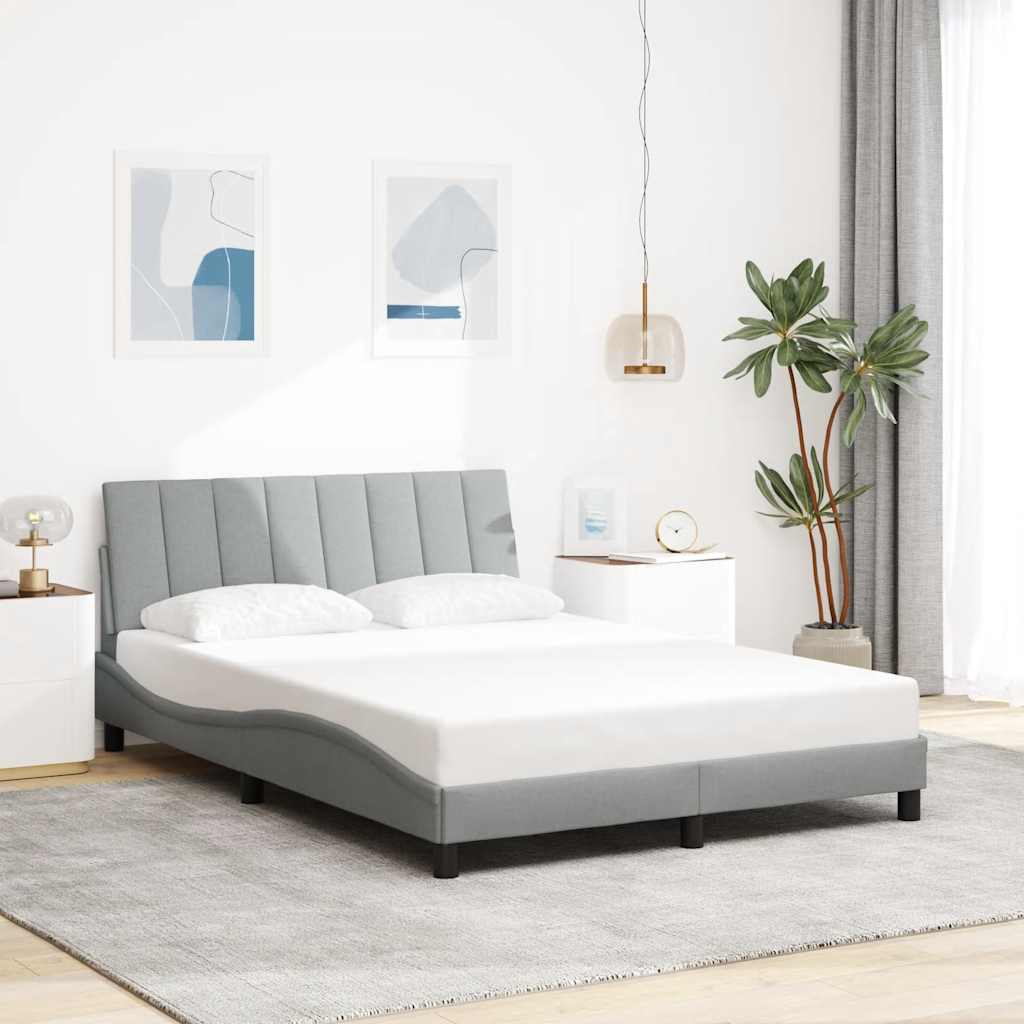 Bed Frame without Mattress "Hanko" Light Grey 120x200 cm Fabric
