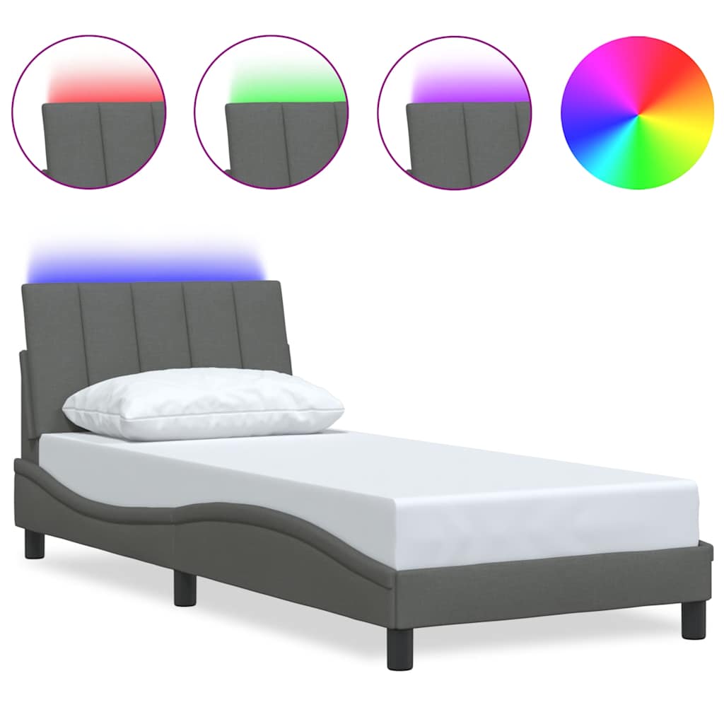 Bed Frame without Mattress "Hanko" Dark Grey 80x200cm Fabric