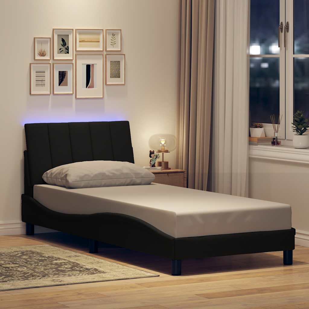 Bed Frame without Mattress "Hanko" Black 90x190cm Fabric