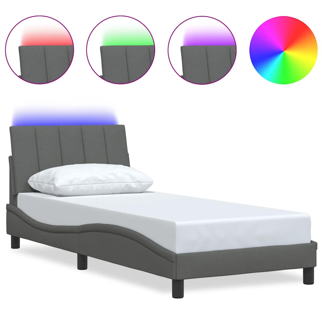 Bed Frame without Mattress "Hanko" Dark Grey 90x200cm Fabric