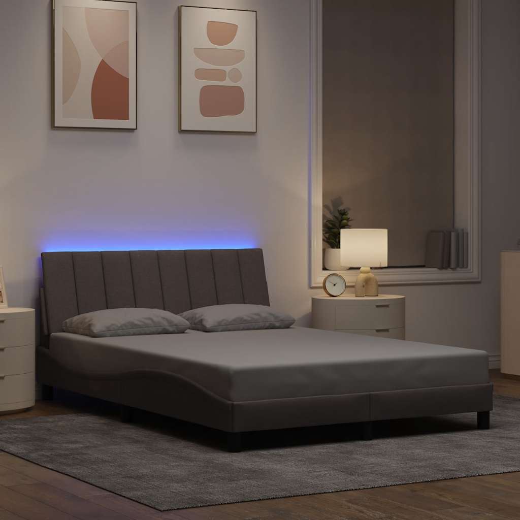 Bed Frame without Mattress "Hanko" Taupe 140x200cm Fabric