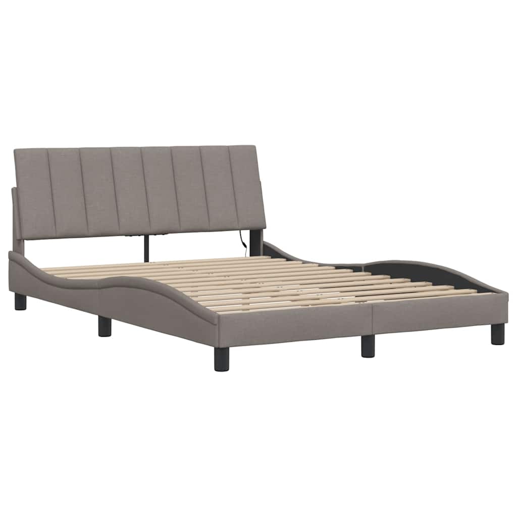 Bed Frame without Mattress "Hanko" Taupe 140x200cm Fabric