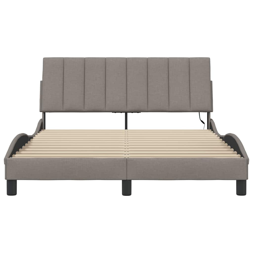 Bed Frame without Mattress "Hanko" Taupe 140x200cm Fabric