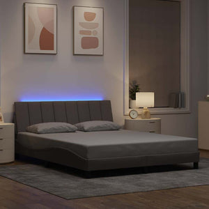 Bed Frame without Mattress "Hanko" Taupe 160x200cm Fabric