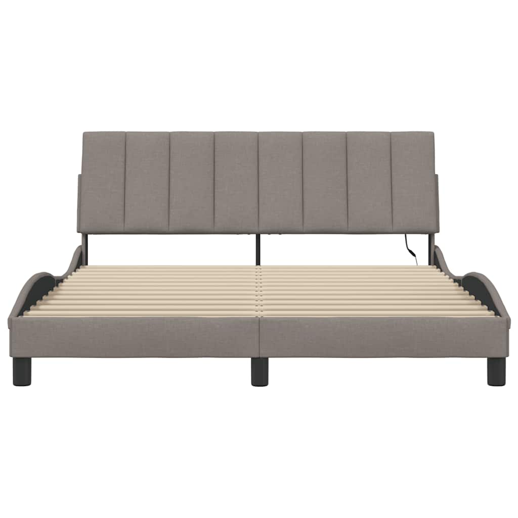Bed Frame without Mattress "Hanko" Taupe 160x200cm Fabric