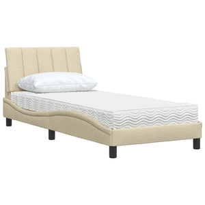 Bed with Mattress "Hanko" Cream 90x190 cm Fabric