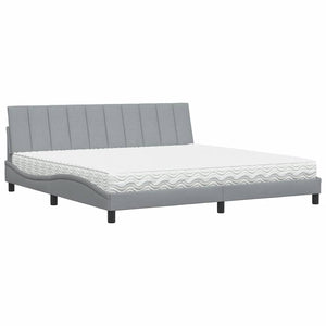Bed with Mattress "Hanko" Light Grey 200x200 cm Fabric