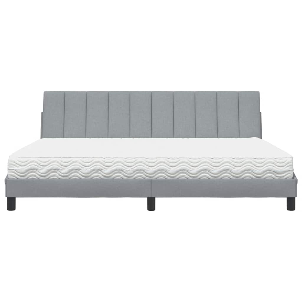Bed with Mattress "Hanko" Light Grey 200x200 cm Fabric